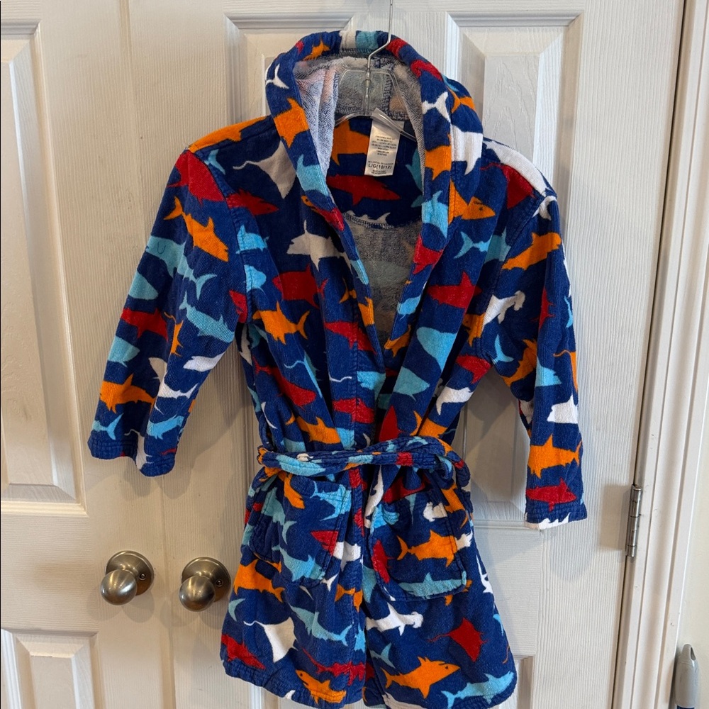 Kids Shark Print Pajamas - Blue and Orange- Size 10/12
